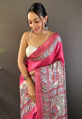 Tussar Silk Madhubani Digital Printed Saree